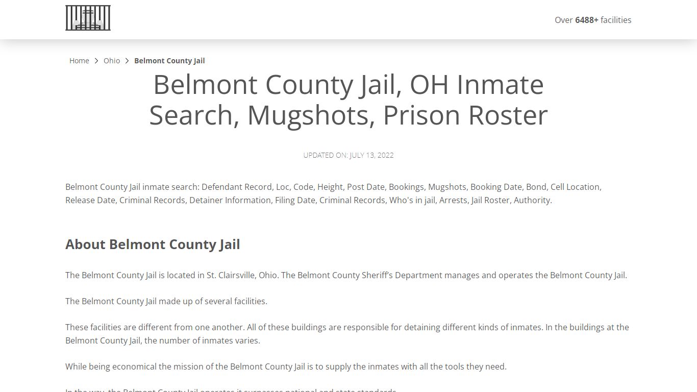 Belmont County Jail, OH Inmate Search, Mugshots, Prison ...